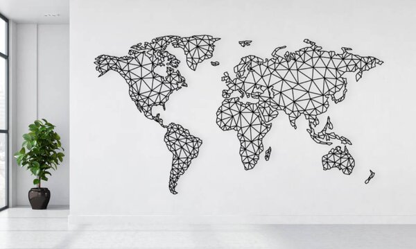 Naše originální Mapa světa - dřevěný obraz na stěnu od 2opice.cz Materiál: ČERNÝ EBEN, Velikost (mm): 1000 x 550