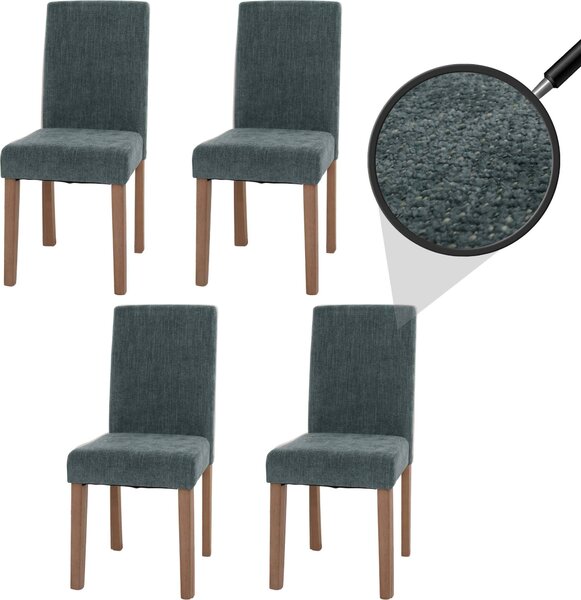 Sada 4 jídelních židlí Littau, kuchyňská židle s vysokým opěradlem, látka/textil šenil zelená, nohy v přírodní barvě