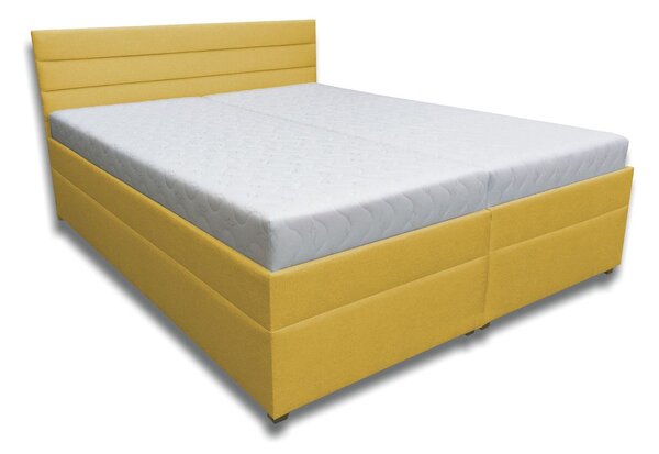 Manželská postel 160 cm Zulma (hořčicová) (s roštem, sendvičovou matrací Erik a úl. prostorem). 1004720