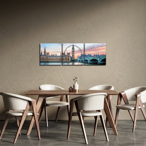 Obraz - Londýn v pastelových barvách (s hodinami) (90x30 cm)