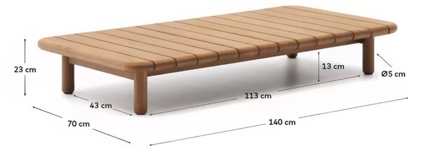 Teakový zahradní stolek Kave Home Turqueta 140 x 70 cm