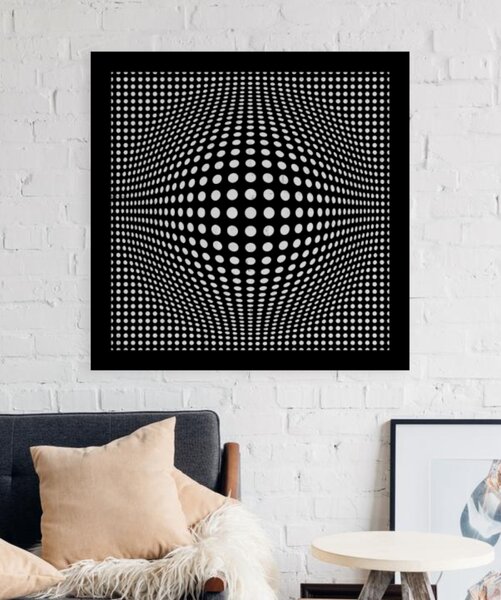 Dřevěný obraz na zeď Boule - optická iluze od 2opice.cz Materiál: ČERNÝ EBEN, Velikost (mm): 350 x 350
