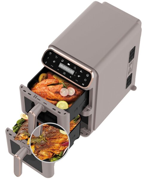 Horkovzdušná fritéza digitální dvojitá 5,5 + 5,5 l Taupe Collection