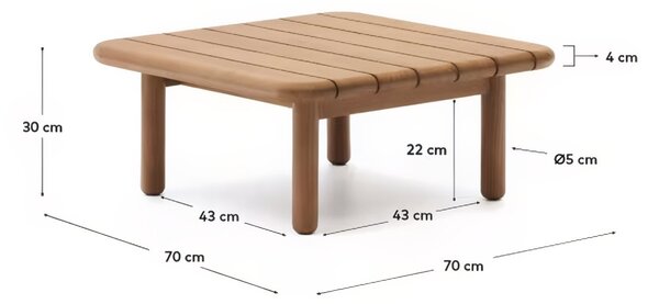 Teakový zahradní stolek Kave Home Turqueta 70 x 70 cm
