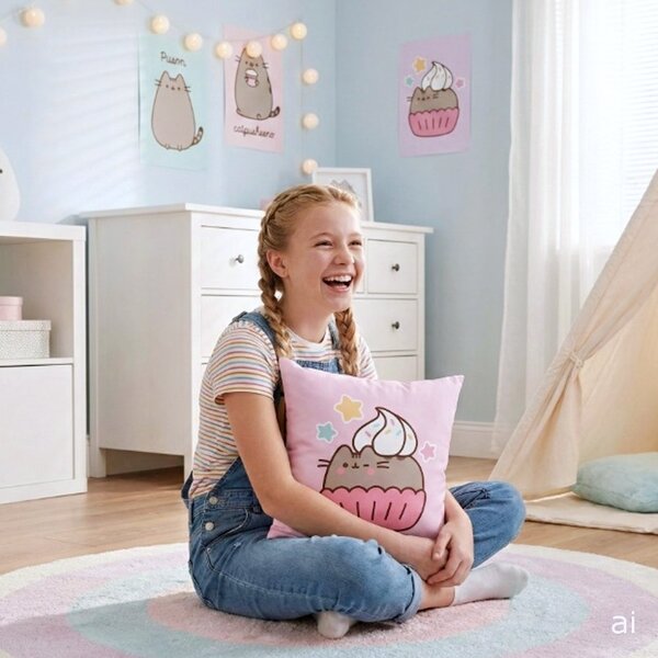 Oboustranný polštář Pusheen - motiv Catpusheeno & Cupcake - 40x40 cm