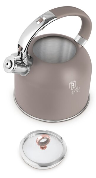 Konvice pískací se skleněným víkem 3 L Taupe Collection