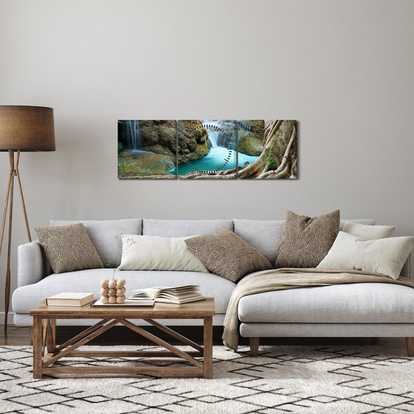 Obraz - Řeka s vodopády (s hodinami) (90x30 cm)