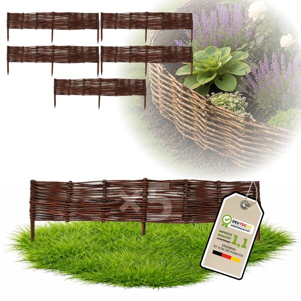 Floranica 5 kusů Vrbový plot 10 cm x 100 cm – Zahradní plot z vrbového proutí Palisáda Přírodní oplocení Ohraničení záhonu