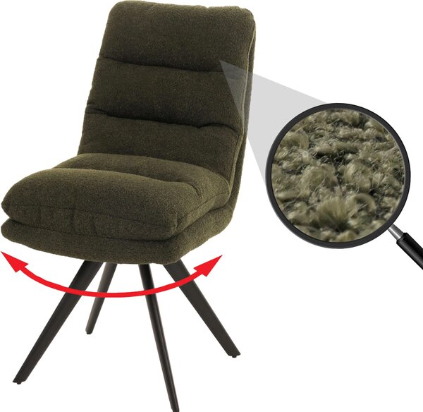 Jídelní židle HWC-G66, kuchyňská židle židle, otočná automatická poloha látka/textil bouclé MVG zelená