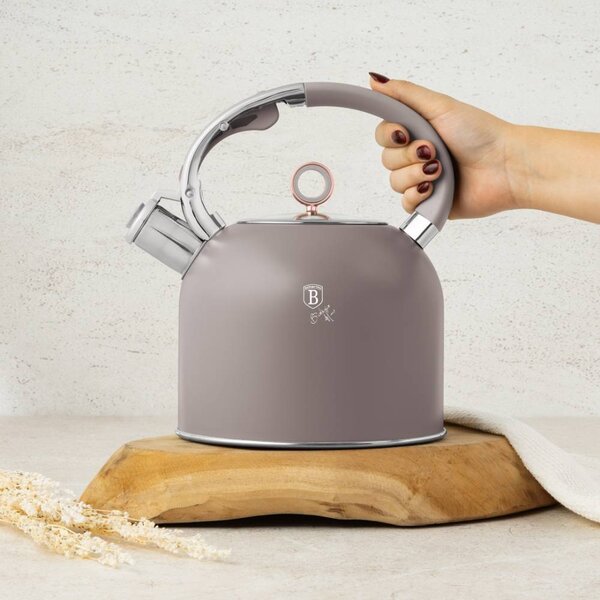 Konvice pískací se skleněným víkem 3 L Taupe Collection