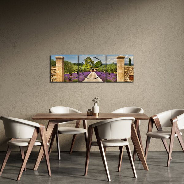Obraz - Levandulové cesty (s hodinami) (90x30 cm)