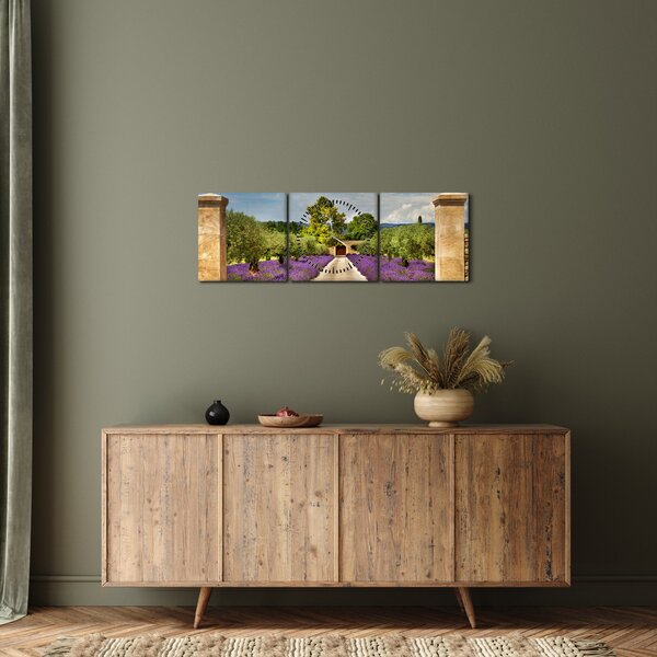 Obraz - Levandulové cesty (s hodinami) (90x30 cm)