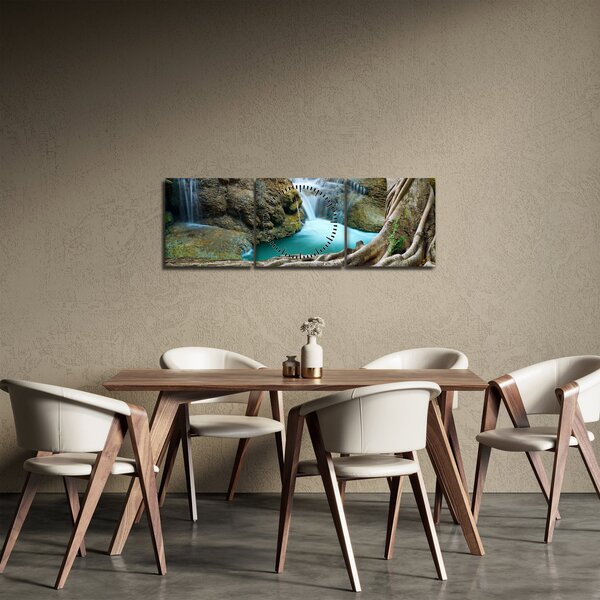 Obraz - Řeka s vodopády (s hodinami) (90x30 cm)