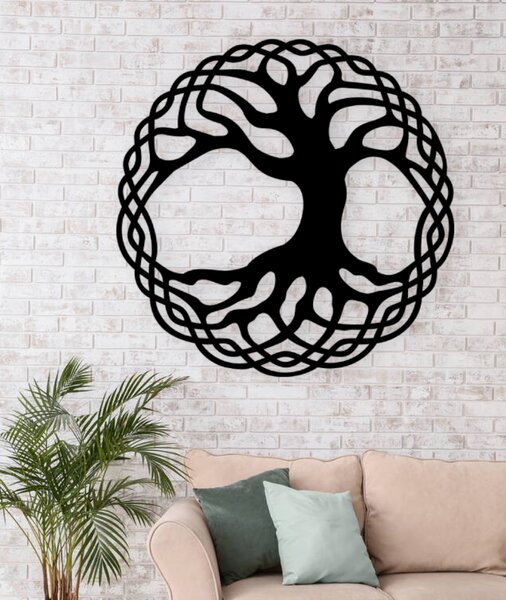 Dřevěná dekorace - Posvátný strom života na stěnu od 2opice.cz Materiál: OŘECH, Velikost (mm): 480 x 480