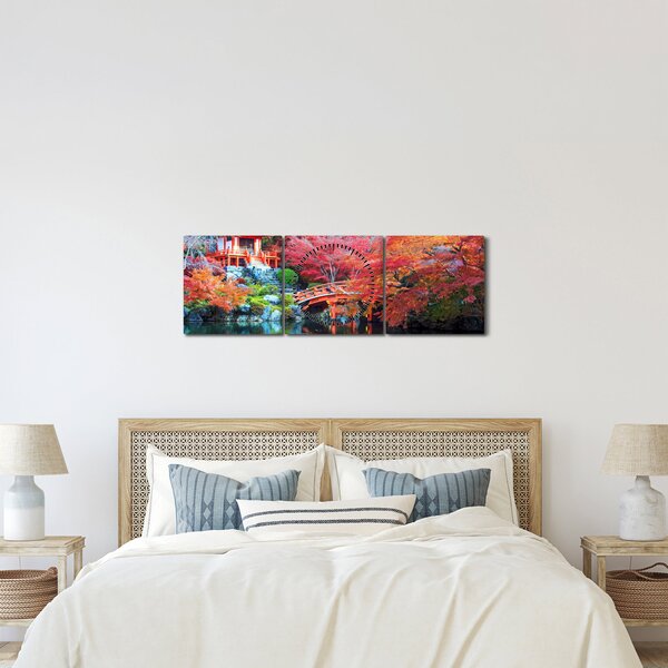 Obraz - Orientální krajina (s hodinami) (90x30 cm)