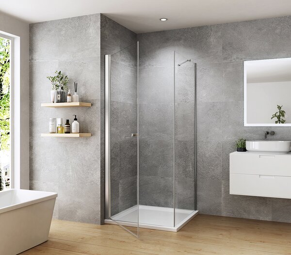 Heilmetz sprchový kout 90x90x185cm křídlové dveře s bočním panelem Čtvercový sprchový kout 6mm bezpečnostní sklo s nano vrstvou