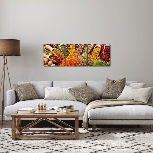 Obraz - Koření z celého světa (s hodinami) (90x30 cm)
