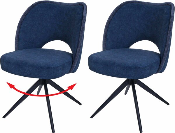 Sada 2 jídelních židlí HWC-N72, čalouněná kuchyňská židle, otočná, tkanina/textil (420 g/m²) Oeko-Tex modrá