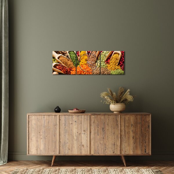 Obraz - Koření z celého světa (s hodinami) (90x30 cm)