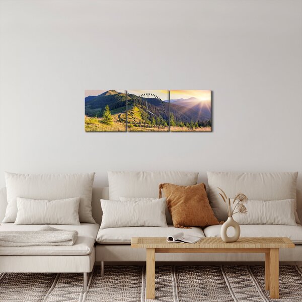 Obraz - Lesní krajina (s hodinami) (90x30 cm)