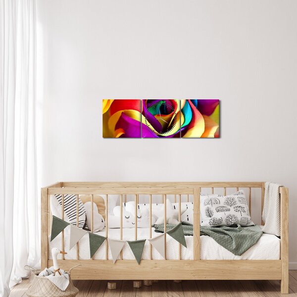 Obraz - Barevná růže (s hodinami) (90x30 cm)