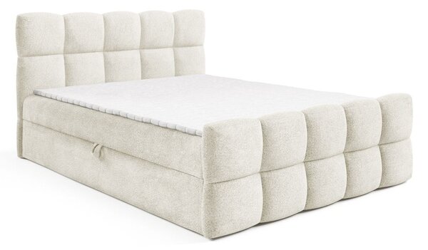 Kontinentální postel 180x200 ISEMBARD - smetanová + topper