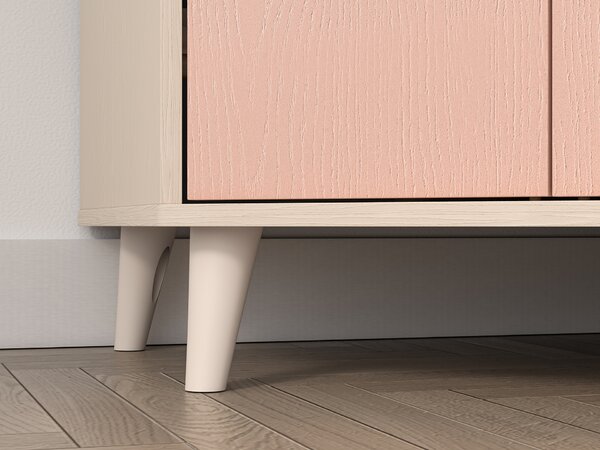 Rohová šatní skříň 80 cm do dětského pokoje OLIVIA - béžová / růžová