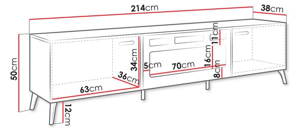 TV stolek s elektrickým krbem TANTES - bílý / lesklý bílý
