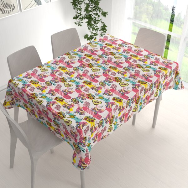 Biante Dětský bavlněný obdélníkový ubrus Sandra SA-604 Růžový retro styl 50x100 cm