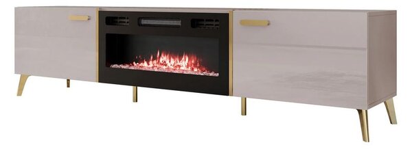 TV stolek s elektrickým krbem TANTES - kašmír / lesklý kašmírový