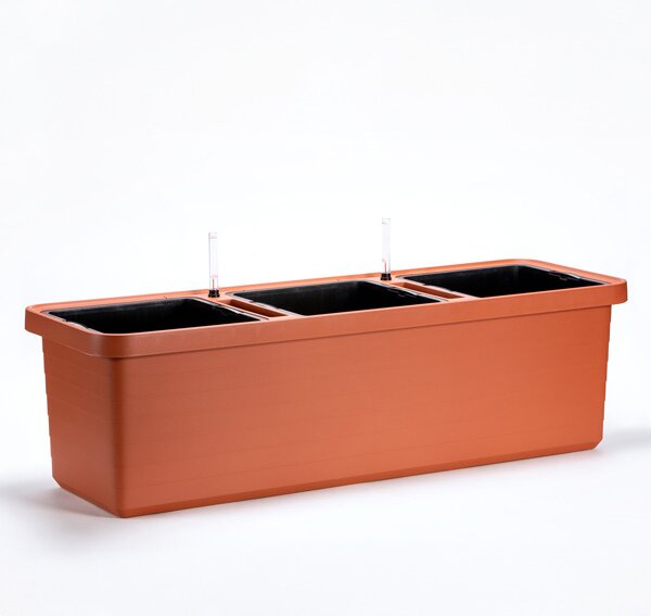Samozavlažovací velkoobjemový truhlík Berberis TRIO terakota 117 cm