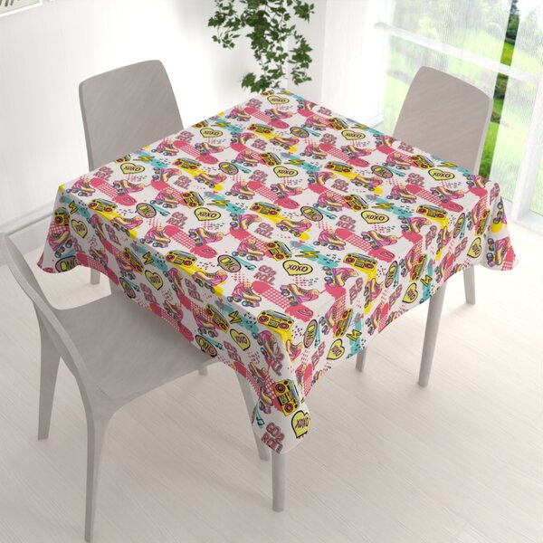 Biante Dětský bavlněný čtvercový ubrus Sandra SA-604 Růžový retro styl 40x40 cm