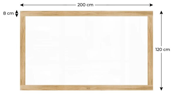 Magnetická tabule PREMIUM 200x120 cm v rámu v barvě dubu, MP2012OAK