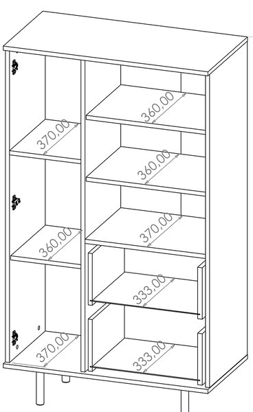 Regál se šuplíky STELLA - kašmír / zlatý
