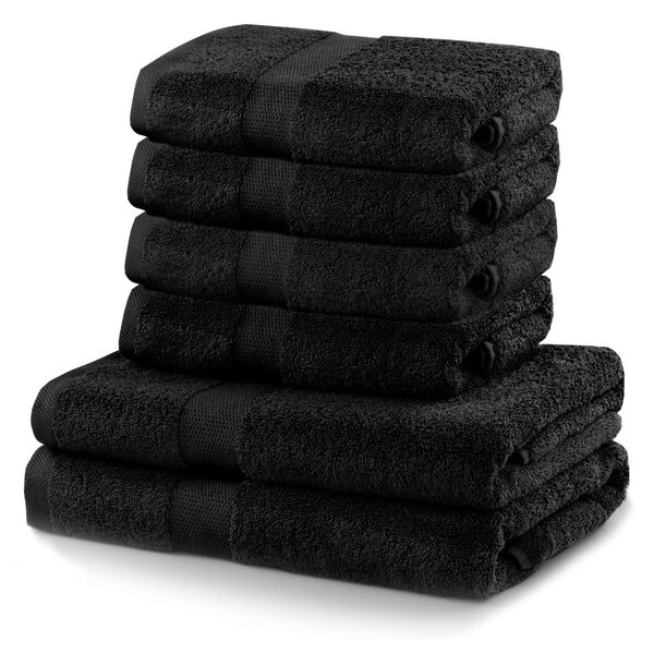 Set 2 černých osušek a 4 ručníků DecoKing Marina