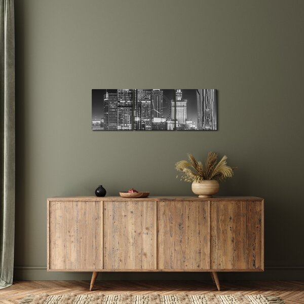 Obraz - Černobílý New York (s hodinami) (90x30 cm)