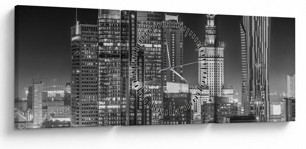 Obraz - Černobílý New York (s hodinami) (90x30 cm)