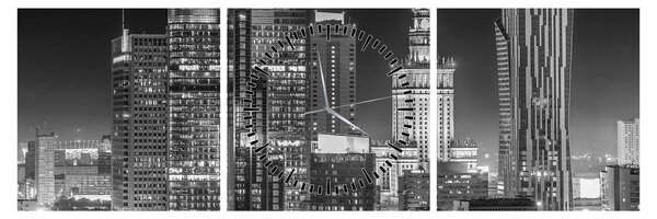 Obraz - Černobílý New York (s hodinami) (90x30 cm)