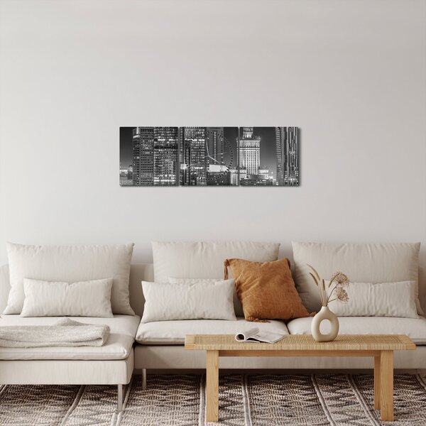 Obraz - Černobílý New York (s hodinami) (90x30 cm)