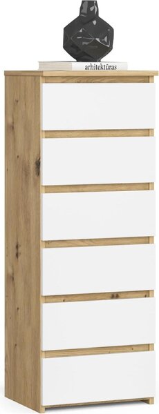AKORD Furniture Factory OP0LCL6ARTBIA001, Bílá, Dub, 6 zásuvka/zásuvek, Matný, 16 mm, 31 cm, 350 mm