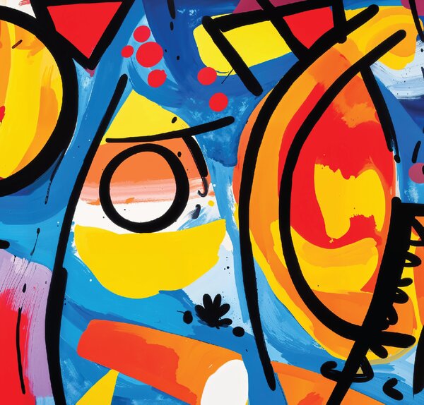 Obraz na plátně - Abstrakce s černými čarami Pop Art FeelHappy.cz Velikost obrazu (šířka x výška): 60 x 20 cm