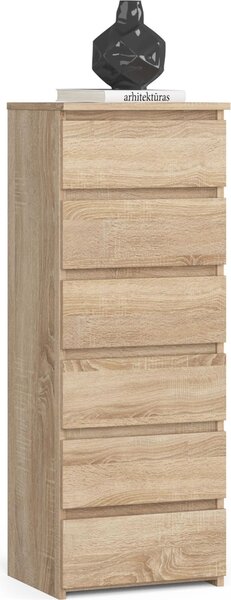Elegantní komoda z sonomanského dubu se 6 zásuvkami pro lonici a dtský pokoj