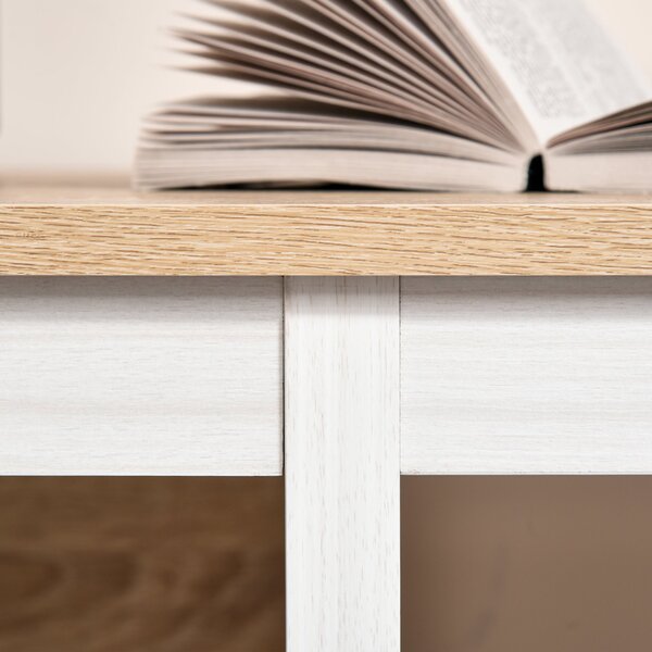 HOMCOM Multimedia Počítačový Stůl rozměry 110Š x 48H x 76V cm s 2 bočními policemi MDF E1 Světle Dub White | Aosom