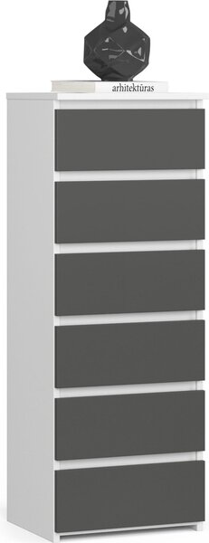 Komoda CL6 40 cm v bílé a grafitov edé s 6 zásuvkami pro lonici a dtský pokoj