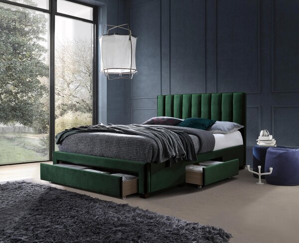 Manželská postel 160 cm Glen 160 (tmavě zelená) (s roštem a úl. prostorem). 1007997
