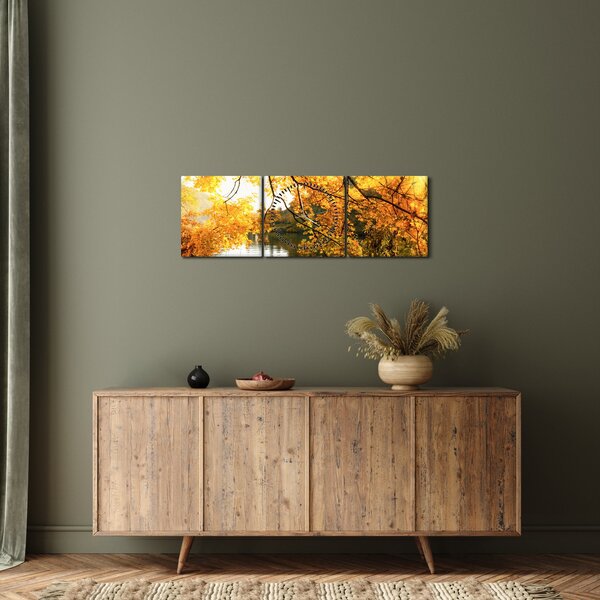Obraz - Podzimní strom (s hodinami) (90x30 cm)