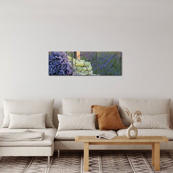 Obraz - Levandulové svazky (s hodinami) (90x30 cm)