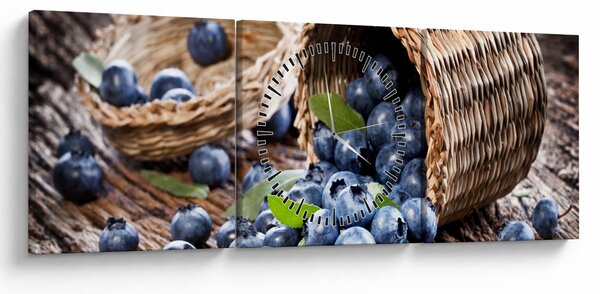 Obraz - Šťavnaté borůvky (s hodinami) (90x30 cm)