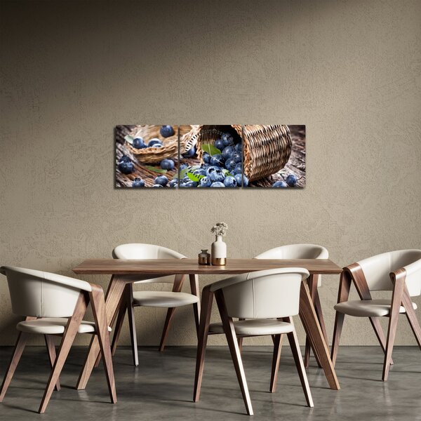 Obraz - Šťavnaté borůvky (s hodinami) (90x30 cm)