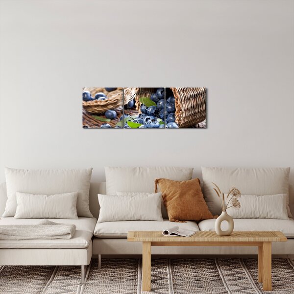 Obraz - Šťavnaté borůvky (s hodinami) (90x30 cm)